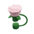 thumbnail image 1 of Valentine's Day Silicone Straw Cover Reusable Rose Flower Straw Topper Elegant Cup Accessory for Women, 1 of 3