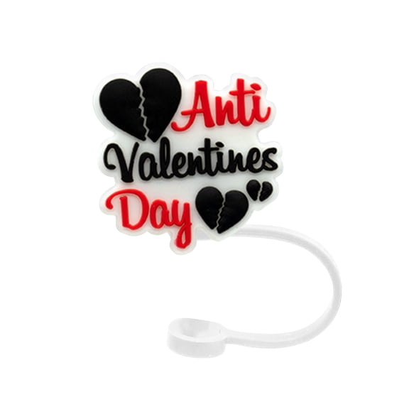 Valentine's Day Silicone Straw Topper Cute Cartoon Drink Decorations for Cups and Party Supplies
