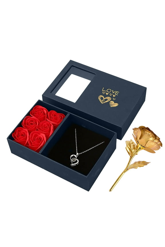 Valentine's Day Simulation Rose & Crystal Jewelry Gift Set, Romantic Gift Box For Valentine's Day, Anniversaries & Gifts for Women