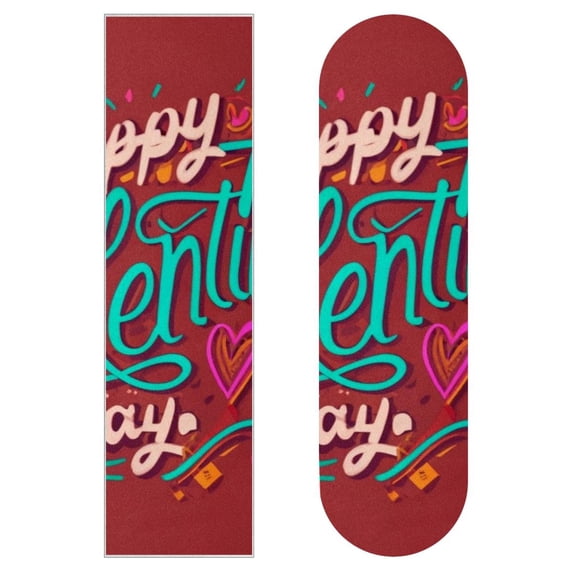 Valentine's Day Skateboard Grip Tape Stickers 2 Pack for Deck - Emery Surface PVC Backing - 8.8x32.6in/22.4x83cm