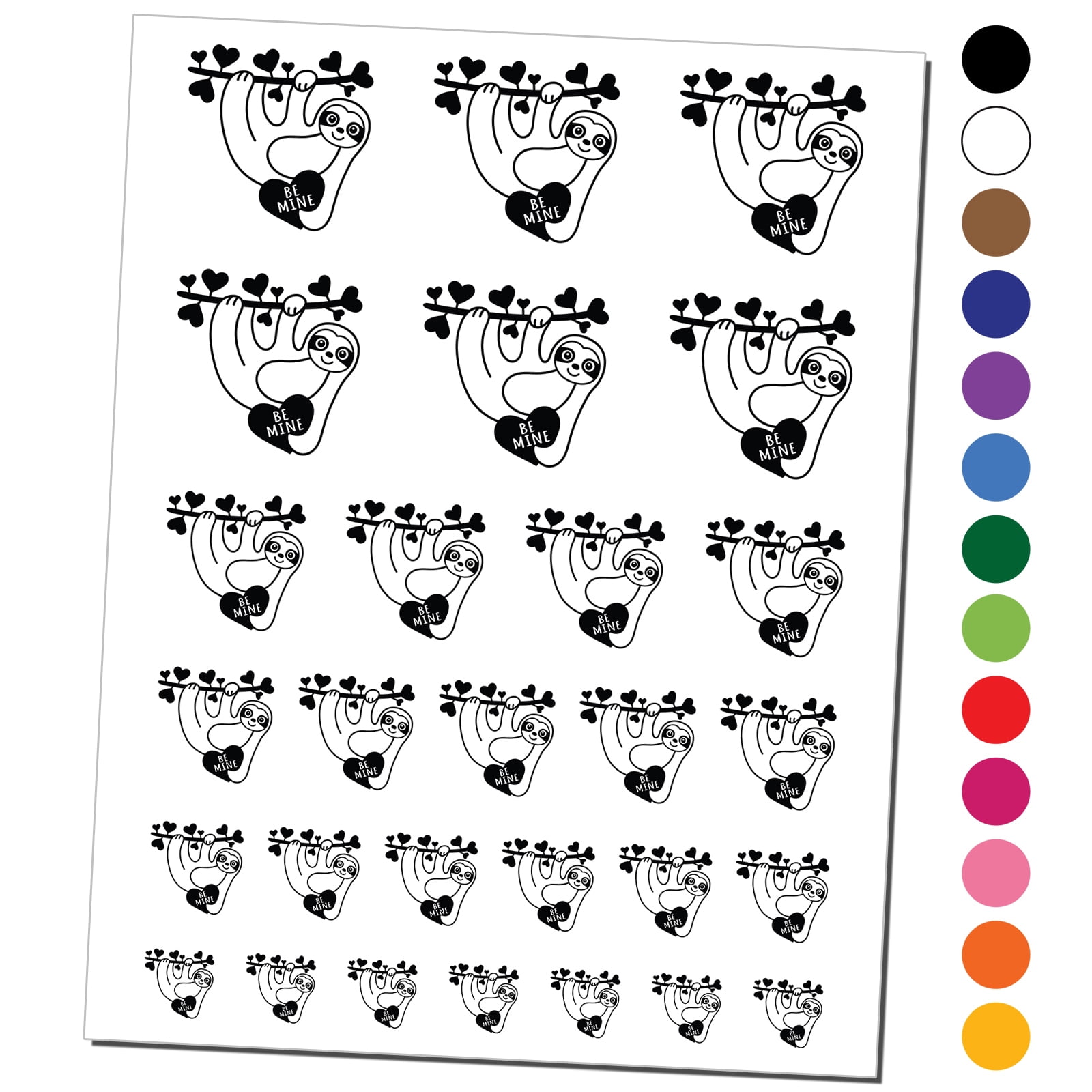 Valentine's Day Sloth Love Anniversary Water Resistant Temporary Tattoo