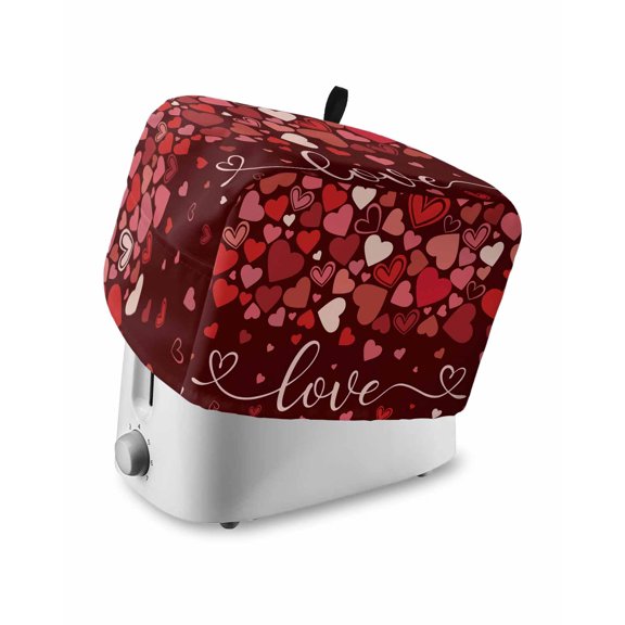 Valentine's Day Small Toaster Cover 2 Slice, Kitchen Appliance Covers, Love Heart Modern Art Romantic Toaster Oven Cover with Loop, Bread Machine Cover Polyester Dust Cover Protection