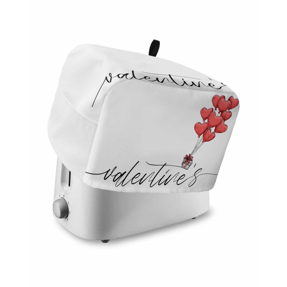 Valentine's Day Small Toaster Cover 2 Slice, Kitchen Appliance Covers, Valentines Gift Love Heart Balloon Toaster Oven Cover with Loop, Bread Machine Cover Polyester Dust Cover Protection