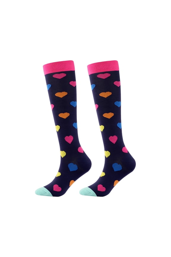 Valentine‘s Day Socks, Heart-Shaped Polka Dot Sports Compression Stockings, Cute Gift for Her, Galentine’s & February Holiday Hot Pink