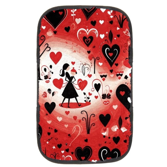 Valentine's Day Soft Comfortable Furry Printed 12.5x8.2 Inch Car Armrest Cover Accessory