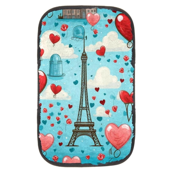 Valentine's Day Soft Comfortable Furry Printed Car Armrest Cover 12.5x8.2 Inch Armrest Accessory