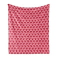 thumbnail image 1 of Valentine's Day Soft Flannel Fleece Blanket, Illustration of Monochrome Triangles Forming Romantic Hearts, Cozy Plush for Indoor and Outdoor Use, 60" x 80", Dark Pink and Pale Pink, by Ambesonne, 1 of 5