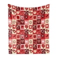 thumbnail image 1 of Valentine's Day Soft Flannel Fleece Blanket, Valentines Day Themed Frames Pattern with Hearts Stars Love Lettering, Cozy Plush for Indoor and Outdoor Use, 50" x 70", Beige Coral Red, by Ambesonne, 1 of 5