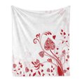 thumbnail image 1 of Valentine's Day Soft Flannel Fleece Throw Blanket, Floral Nature Inspired Frame with Heart Shaped Blooms Garden of Romance, Cozy Plush for Indoor and Outdoor Use, 70" x 90", White Red, by Ambesonne, 1 of 5
