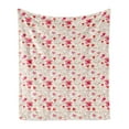 thumbnail image 1 of Valentine's Day Soft Flannel Fleece Throw Blanket, Print of Heart Shaped Balloons Flying Up with Mini Hearts, Cozy Plush for Indoor and Outdoor Use, 70" x 90", Eggshell Vermilion, by Ambesonne, 1 of 5