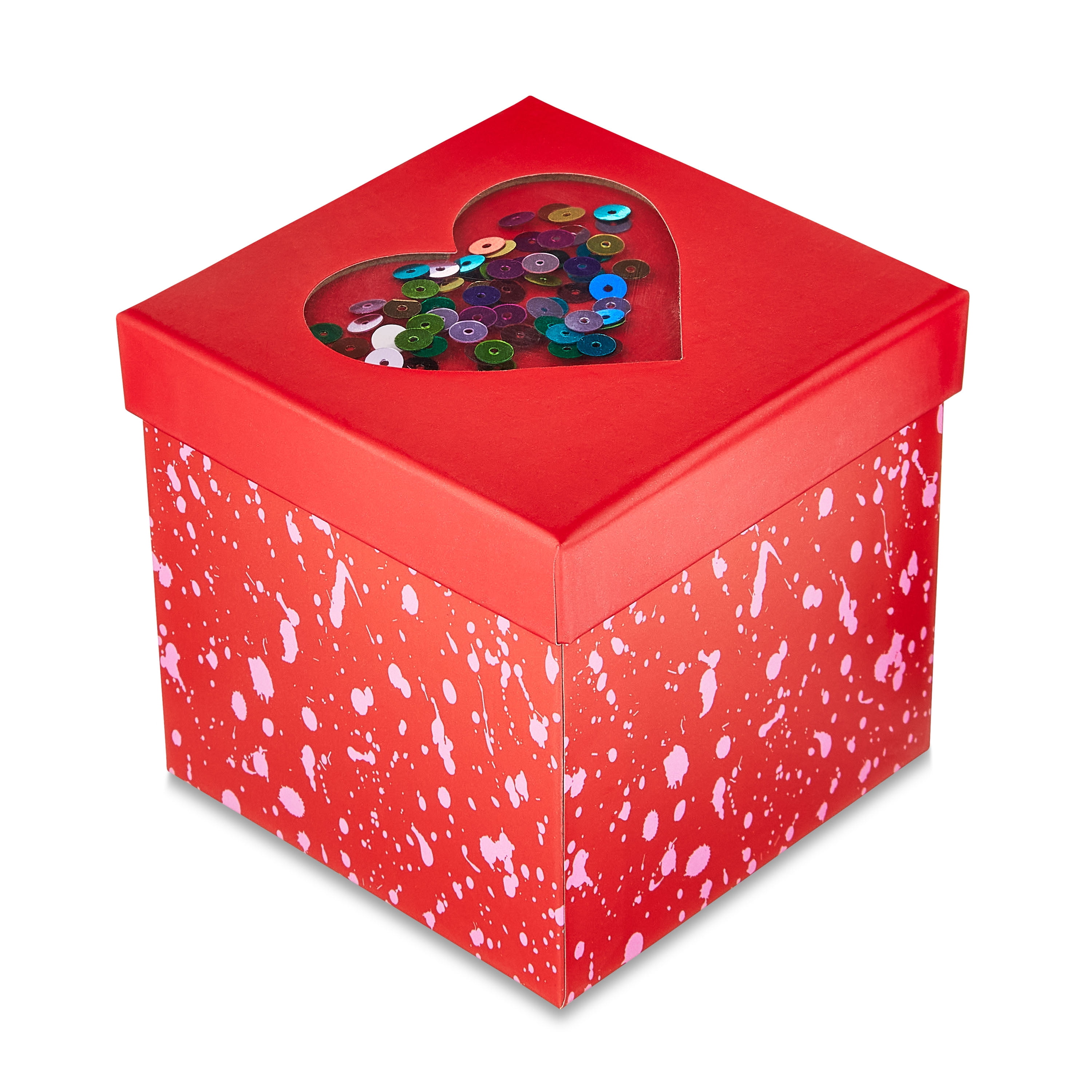 Valentine's Day Spatters Confetti Gift Box, 4" x 4" x 4", by Way To