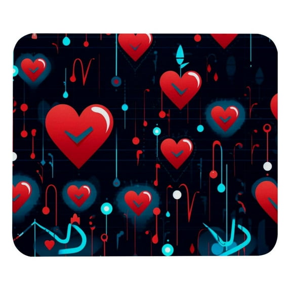 Valentine's Day Square Non-Slip Rubber Bottom Printed Desk Mat Mousepad for Office and Gaming - 8.3x9.8 Inch