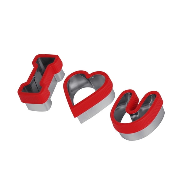 Valentine's Day Stainless Steel Baking Mould Set for DIY Cookie Cake Creation with 3 Piece Kitchen Tools 3PCS