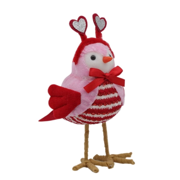 Valentine's Day Standing Bird Ornaments Figurine Handmade Cute Fabric Birds Statue Ornament for Home Tabletop Centerpiece Indoor Valentine‘s Day Decor Prop Gift for Kids Lover