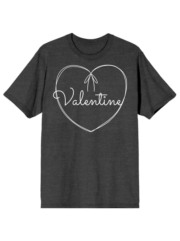 Valentine's Day String Heart Crew Neck Short Sleeve Charcoal Heather Women's T-shirt-XXL