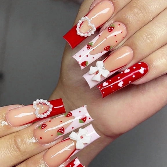 Valentine's Day Super Long Water Pipe Wear Handmade Nail Stickers