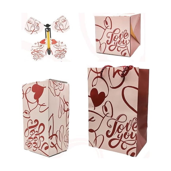 Valentine's Day Surprise Explosion Box Gift Set - DIY Flying Butterflies Money Gift Box for Romantic Proposal & Anniversary