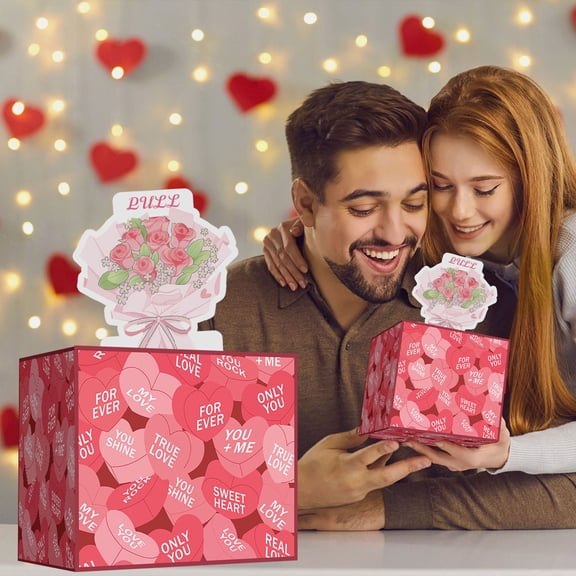 Valentine's Day Surprise Gift Box - Creative Money Pull Box with Card for Cash, Photo & Jewelry - Romantic DIY Gift for Her, Birthday, Anniversary