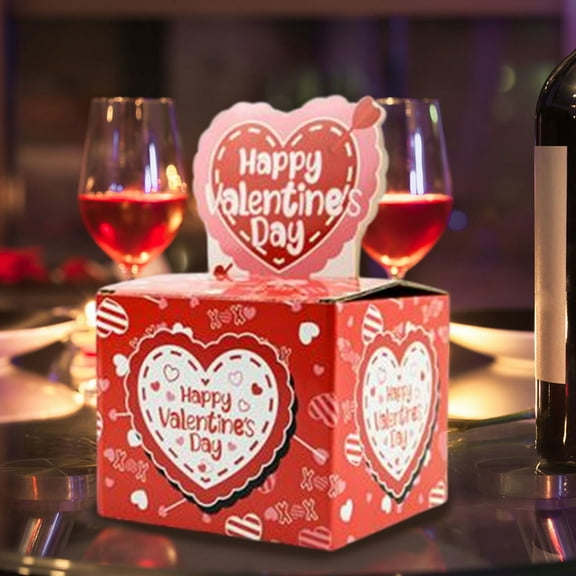 Valentine's Day Surprise Gift Box, Pull-Out Money Box with Romantic Red Theme, Adorable Heart and Chocolate Illustrations,Perfect for Birthday,Anniversary,Holiday Gift Exchange