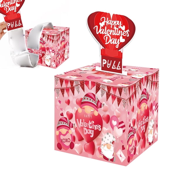 Valentine's Day Surprise Pull Gift Box for Birthday, Christmas & Graduation – Romantic Present for Husband, Wife or Girlfriend, Customizable with Notes & Gifts,Pink