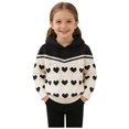 thumbnail image 1 of Valentine's Day Sweater For Girls Hooded Long Sleeve Heart Print Pullover Casual Trendy Knitted Tops (5-6 Years, Black), 1 of 8