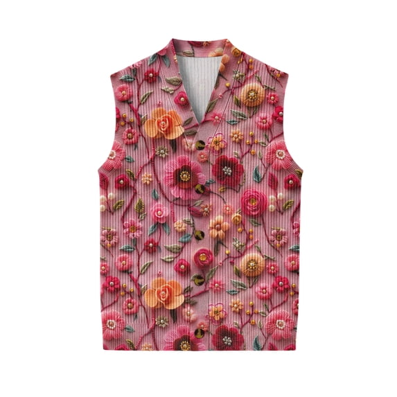 Valentine's Day Sweater Vest for Men V-Neck Sleeveless Button Up Cardigan Valentines Vest Sweater