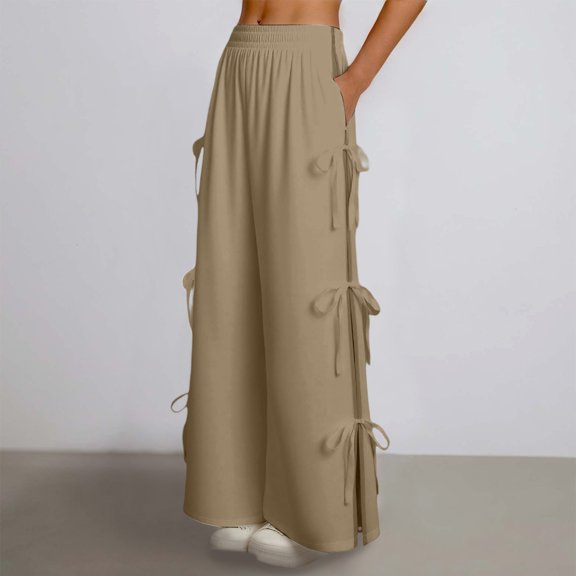 Valentine's Day Sweatpants For Women Solid Color Trendy Relaxed Fit Athletic Pants Running Pants With Pocket Khaki S