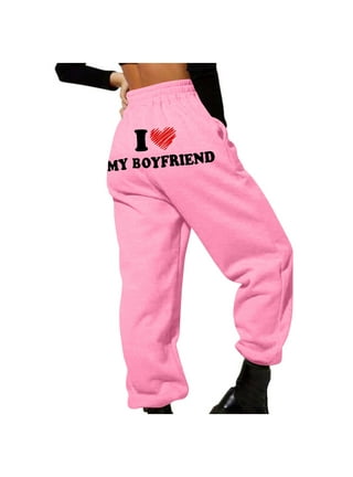 VICTORIA'S SECRET LOVE PINK SWEAT PANTS Boyfriend Fit Fleece Lounge Wide  Leg NEW