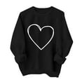 thumbnail image 1 of Valentine's Day Sweatshirt for Women - Black Oversized Crewneck with Minimalist Heart Print, Romantic Casual Gift,Size XS, 1 of 6