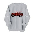 thumbnail image 1 of Valentine's Day Sweatshirt for Women Cute Graphic Pullover Oversized Fleece Vintage Love Truck Buffalo Plaid Hearts Gray,Size L, 1 of 6