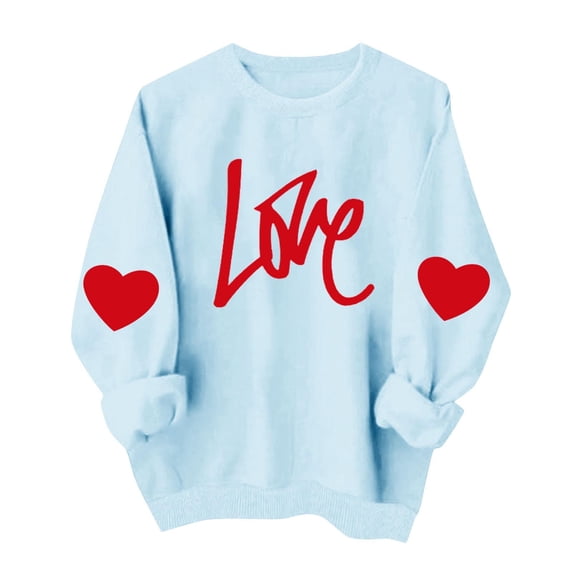 Valentine's Day Sweatshirt for Women Cute Love Heart Graphic Valentine Shirts Ovsersize Valentines Pullover Tops