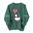 thumbnail image 1 of Valentine's Day Sweatshirt for Women Cute Oversized Duck & Heart Balloon Graphic Crewneck Love Shirt Green Loungewear Gift,Size XS, 1 of 6