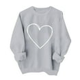 thumbnail image 1 of Valentine's Day Sweatshirt for Women Gray Oversized Crewneck with Heart Print - Minimalist Casual Romantic Gift Top,Size XL, 1 of 6