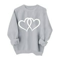 thumbnail image 1 of Valentine's Day Sweatshirt for Women Gray Oversized Heart Graphic Comfy Soft Fleece Crewneck Top Gift for Her,Size M, 1 of 6