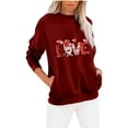 thumbnail image 1 of Valentine's Day Sweatshirt for Women Long Sleeve Crew Neck Casual Pullover Tops with Pockets Graphic Printed Cute Shirt(Wine,XL), 1 of 4