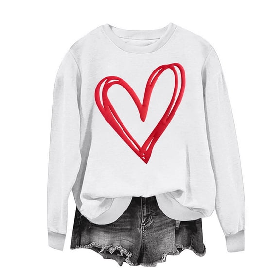 Valentine's Day Sweatshirts for Women Comfy Fleece Lined Pullover Crewneck Long Sleeve Shirts Tops
