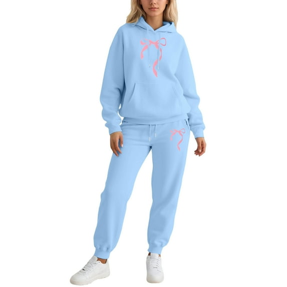 Valentine's Day Sweatsuits Women 2 Piece Outfit Jogger Set Y2K Cute Hoodie and Pants Tracksuit Set Trouser Suit Casual Leisure Suit Fitness Set Sports Suit Sportswear