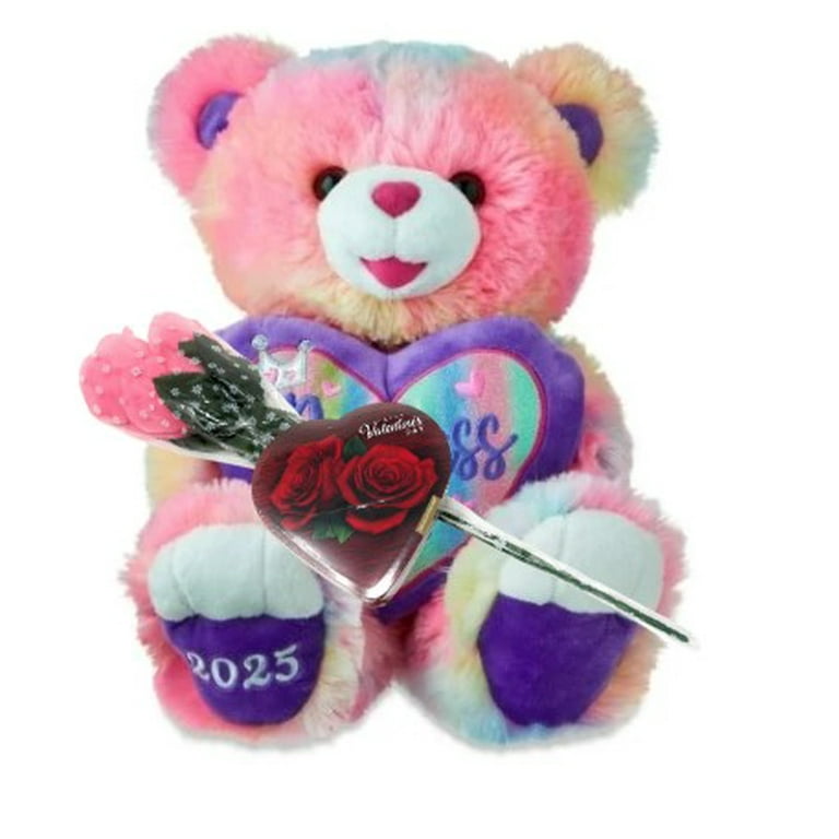 Valentine's Day Sweetheart Bear Rainbow with Purple “Princess