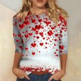 thumbnail image 1 of Valentine's Day T-Shirts, Valentines Day Graphic Tee, 3/4 Sleeve Tops for Women Women's Fashion Printing Casual Round-Neck 3/4 Sleeved T-Shirt Blouse, 1 of 5