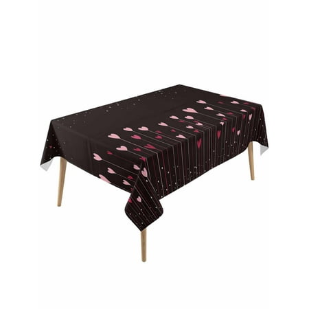 Valentine's Day Table Cloth, Black Pink Love Saint Romantic Dots Waterproof Tablecloth for Rectangle Tables, Reusable Washable Fabric Table Cover for Restaurant Kitchen Dining Tables 60"x120"