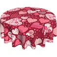 thumbnail image 1 of Valentine''s Day Table Cloth Red Pink Love Hearts Flower Valentines Tablecloth Round 60 Inch Holiday Pink Washable Table Cover for Home Party Kitchen Dinning Wedding Anniversary Birthday Decor, 1 of 6