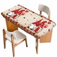 thumbnail image 1 of Valentine's Day Table Cloths for 3 Foot Rectangle Tables, Farmhouse Gnomes Love Red Rose Wooden Patio Waterproof Elastic Fitted Tablecloths, Washable Rectangular Table Cover for Camping, 1 of 8