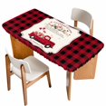 thumbnail image 1 of Valentine's Day Table Cloths for 3 Foot Rectangle Tables, Floral Love Heart Romantic Roses Plaid Patio Waterproof Elastic Fitted Tablecloths, Washable Rectangular Table Cover for Camping, 1 of 8