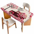thumbnail image 1 of Valentine's Day Table Cloths for 3 Foot Rectangle Tables, Love Tree Branches Truck Roses Beige Patio Waterproof Elastic Fitted Tablecloths, Washable Rectangular Table Cover for Camping, 1 of 8