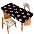 thumbnail image 1 of Valentine's Day Table Cloths for 3 Foot Rectangle Tables, Pink Bows Shining Stars Modern Black Patio Waterproof Elastic Fitted Tablecloths, Washable Rectangular Table Cover for Camping, 1 of 8