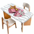 thumbnail image 1 of Valentine's Day Table Cloths for 3 Foot Rectangle Tables, Pink Love Box Abstract Point Stripes Patio Waterproof Elastic Fitted Tablecloths, Washable Rectangular Table Cover for Camping, 1 of 8