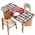 thumbnail image 1 of Valentine's Day Table Cloths for 3 Foot Rectangle Tables, Red Gnomes Love Checkered Buffalo Patio Waterproof Elastic Fitted Tablecloths, Washable Rectangular Table Cover for Camping, 1 of 8