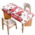 thumbnail image 1 of Valentine's Day Table Cloths for 3 Foot Rectangle Tables, Red Gnomes Love Roses Romantic White Patio Waterproof Elastic Fitted Tablecloths, Washable Rectangular Table Cover for Camping, 1 of 8