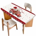 thumbnail image 1 of Valentine's Day Table Cloths for 3 Foot Rectangle Tables, Red Love Heart Romantic Roses Floral Patio Waterproof Elastic Fitted Tablecloths, Washable Rectangular Table Cover for Camping, 1 of 8
