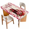 thumbnail image 1 of Valentine's Day Table Cloths for 3 Foot Rectangle Tables, Red Roses Car Love Hearts Romantic Burlap Patio Waterproof Elastic Fitted Tablecloths, Washable Rectangular Table Cover for Camping, 1 of 8